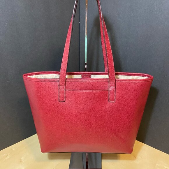 Michael Kors Jet Set Leather Tote – Deep Red / Raspberry - Picture 2 of 7